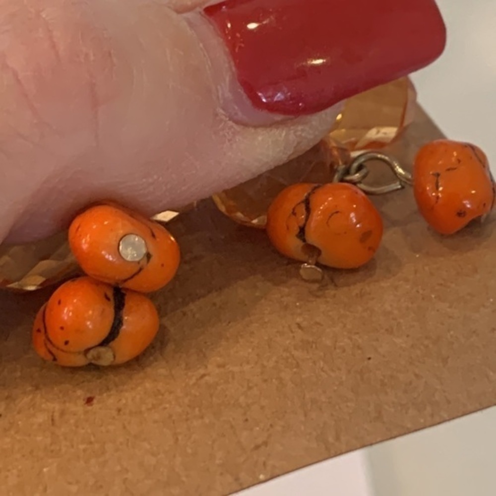 💐5/25 natural orange stone bead faceted teardrop glass bead dangle statement - Picture 5 of 6